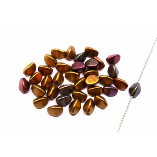 Бусины Pinch beads 5х3мм, отверстие 0,8мм, цвет 01640 золотой/фиолетовый ирис металлик, 755-065, 10г (около 117шт)