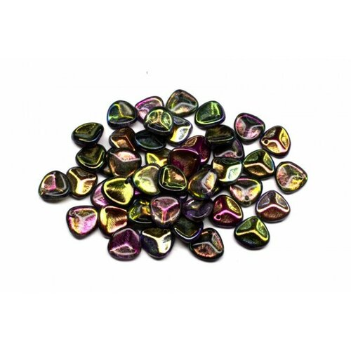 Бусины Rose Petal beads 8мм, отверстие 0,5мм, цвет 00030/95500 Crystal/Magic Purple, 734-033, около 10г (около 50шт)