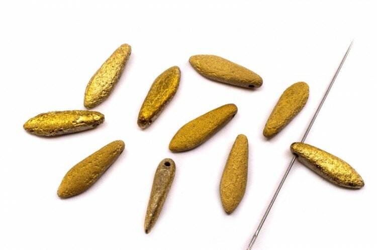 Бусины Dagger beads 16х5мм, отверстие 0,8мм, цвет 00030/26480 Amber Full, Etched, 736-014, 10шт