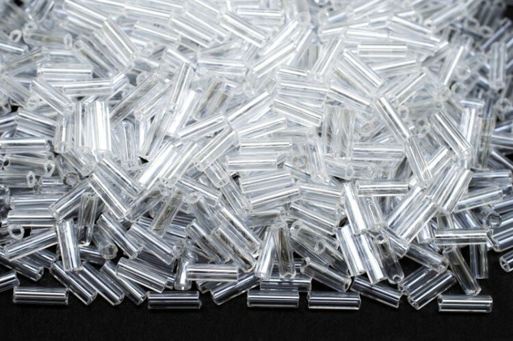 Бисер чешский PRECIOSA стеклярус 00050 7мм прозрачный, 50г