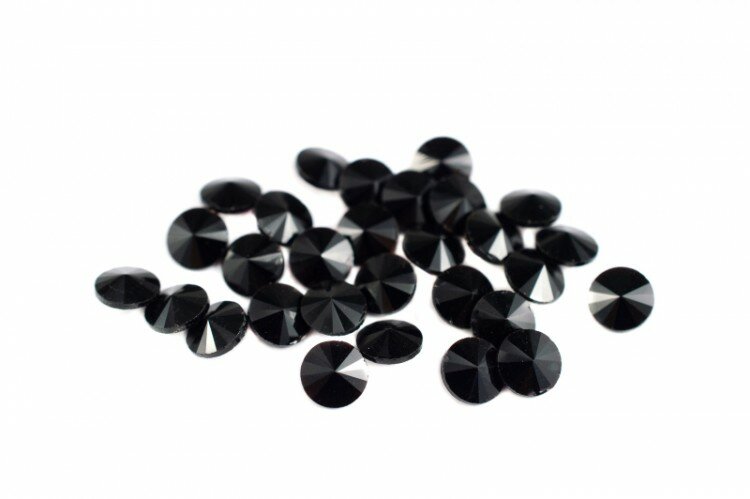 Кристалл Риволи 6мм, цвет черный, стекло, 26-240, 2шт