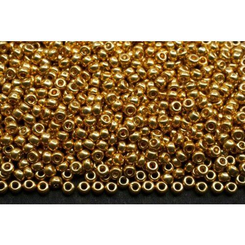 Бисер японский MIYUKI круглый 11/0 #1052 золото, гальванизированный, 10 грамм