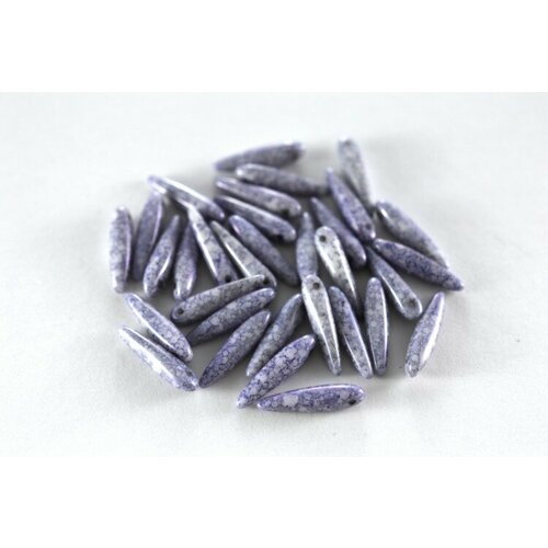 Бусины Thorn beads 5х16мм, цвет 03000/15464 белый мел/синий мрамор, 719-009, около 10г (около 32шт)