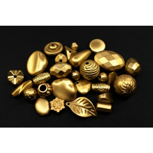 Бусины акриловые Микс 8-17х4-11мм, цвет золото матовое, 540-241, 10г (около 35шт)