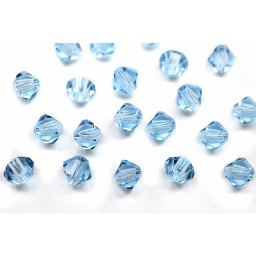 Бусины биконусы хрустальные 4мм, цвет AQUAMARINE, 746-010, 20шт