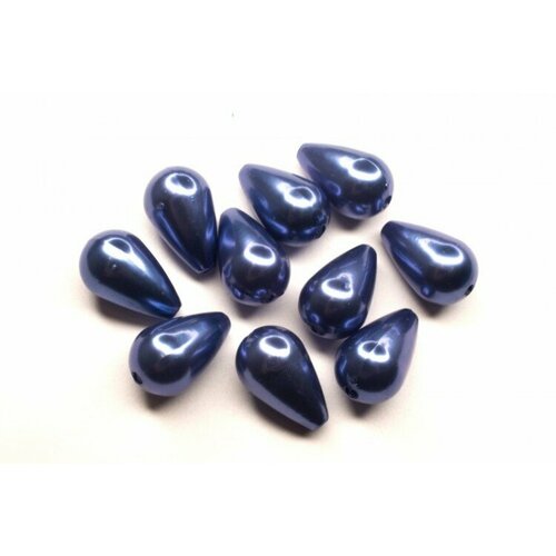 Бусины акриловые Капля 16х10мм, отверстие 1,5мм, цвет сине-фиолетовый, имитация жемчуга, 540-234, 10шт