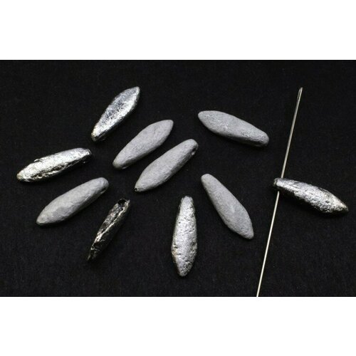 Бусины Dagger beads 16х5мм, отверстие 0,8мм, цвет 00030/27080 Crystal/Labrador Full, Etched, 736-058, 10шт
