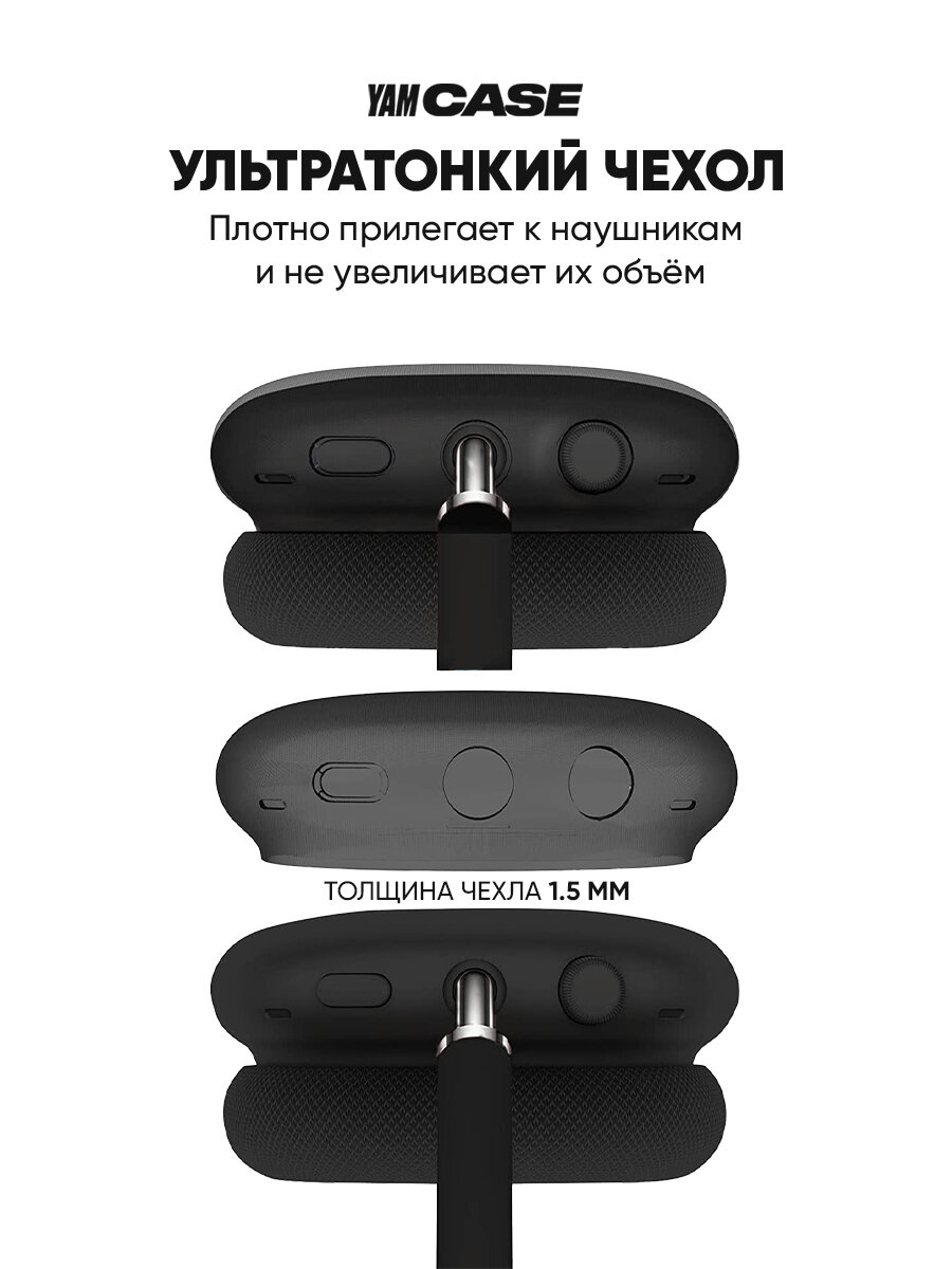 Чехол для наушников Apple AirPods Max cиликоновые, прозрачные черные накладки