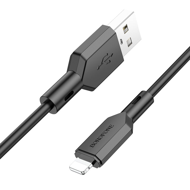 Дата-кабель USB 2.4A для Lightning 8-pin Borofone BX70 ПВХ 1м Black