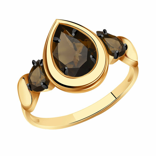 фото Кольцо александра, золото, 585 проба, раухтопаз, размер 17.5