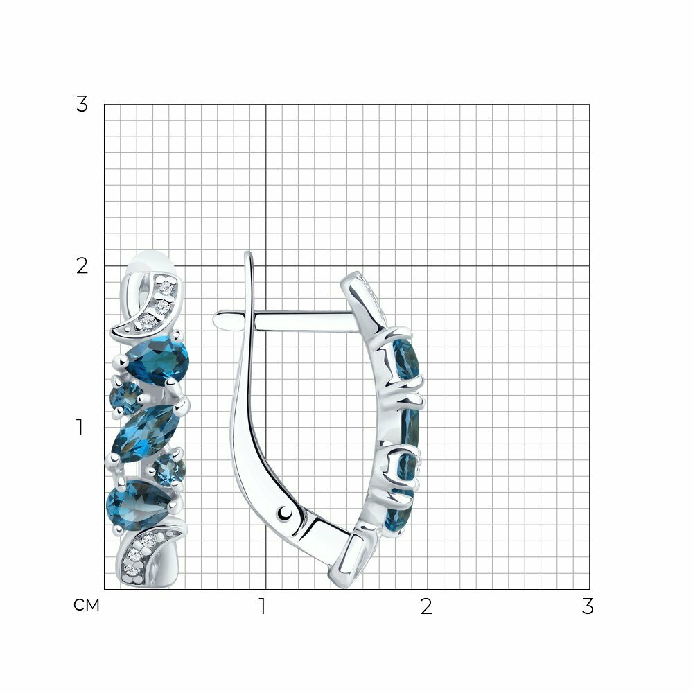 Серьги Diamant online, серебро, 925 проба, фианит, Лондон топаз