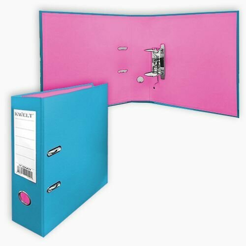 Папка-регистратор А4 KWELT сборная 75мм голубаярозовая ПВХ двухсторонний этикетка для маркировки металлическая окантовка КР-000464 475₽