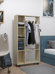 Шкаф для одежды дуб сонома / вешалка напольная для одежды / стеллаж / гардеробная система