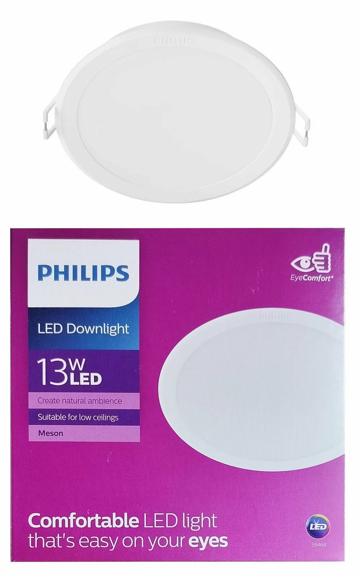 Встраиваемый светильник Philips MESON 13W/4000K D=125mm (d140x47mm) Белый 960lm, уп. 1шт