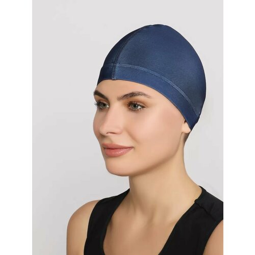 Шапочка для бассейна, водных видов спорта и плавания из микрофибры без логотипа (темно-синий) 57-60