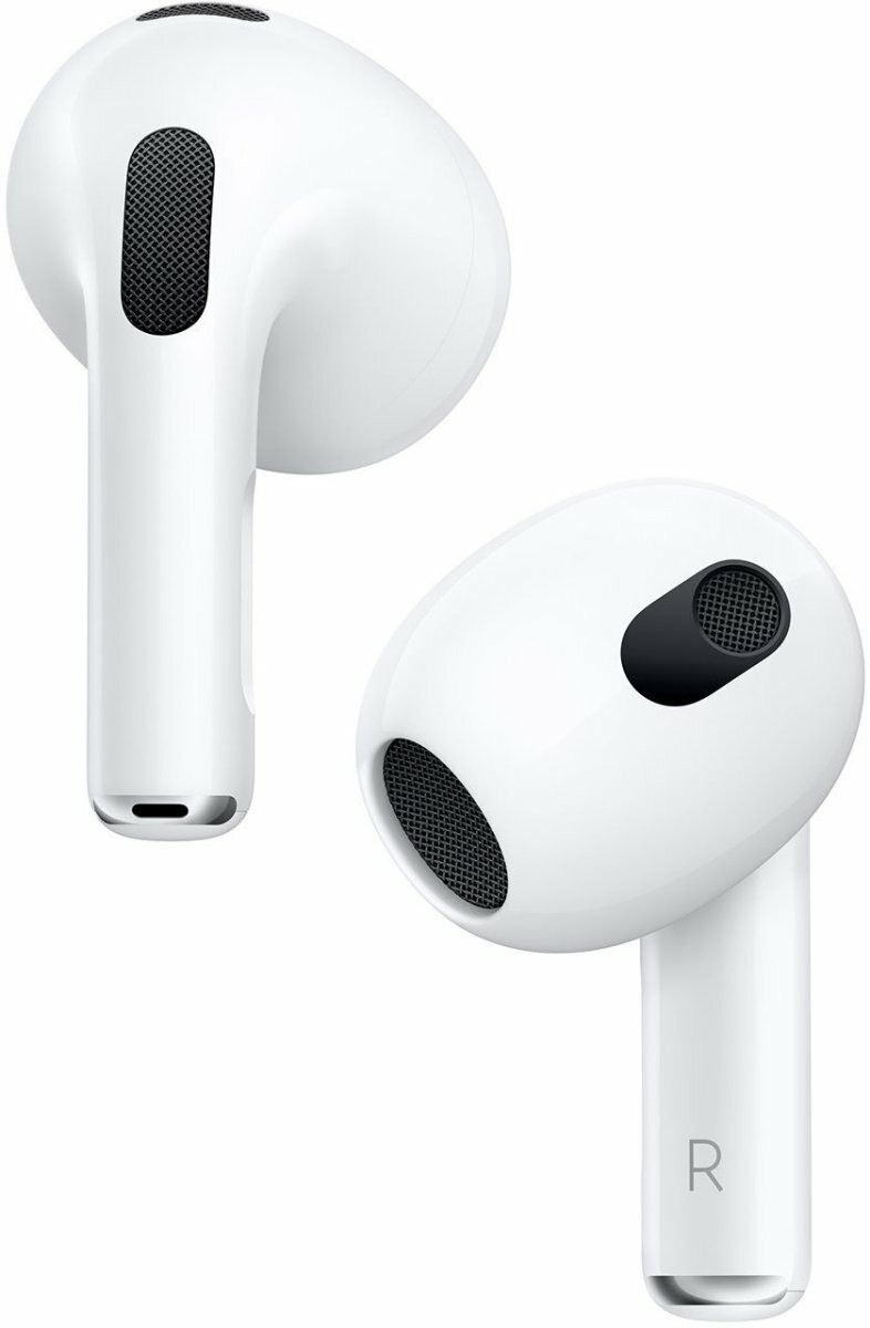 Гарнитура вкладыши Apple AirPods 3 A2565, A2564, A2897 белый беспроводные bluetooth в ушной раковине (MPNY3AM/A) — фото 1
