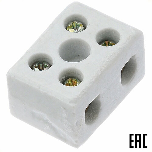 Клеммник JiHN 2W5H-10А 2P керамический 6 кв. мм 2 пары контактов винтовой 300 град. С (15 шт. в комплекте)