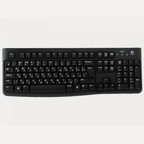 Изображение товара Logitech Клавиатура 920-002522 Клавиатура K120 Black USB заводская гравировка RU LAT