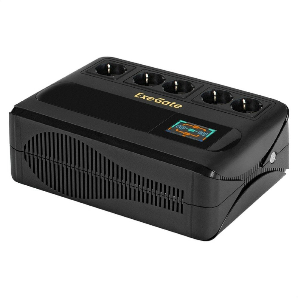 EXEGATE ИБП EX295686RUS ИБП NEO Smart BU-1000. LCD. AVR.5SH <1000VA 500W, цветной LCD-дисплей, AVR, 5 Schuko, Black>