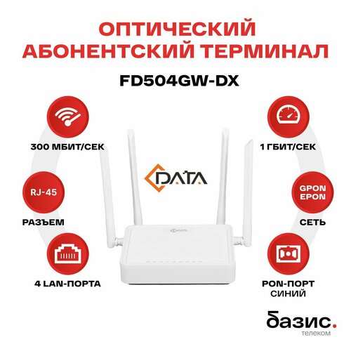 Оптический абонентский терминал C-Data FD504GW-DX (Порт: SC/UPC (синий)), Wi-Fi (2,4 ГГц, 5 ГГц)