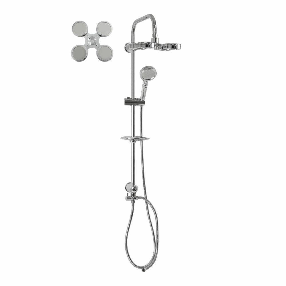 Стойка душевая МАК 3059 хром тропический душ большая лейка с четырьмя форсунками + ручная шарнирная лейка с кнопокой