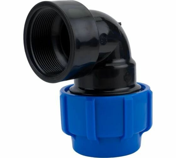 Отвод ТПК-Аква, синий, черный, с внутренней резьбой, 50мм, 2", max давление 16 Бар — фото 1