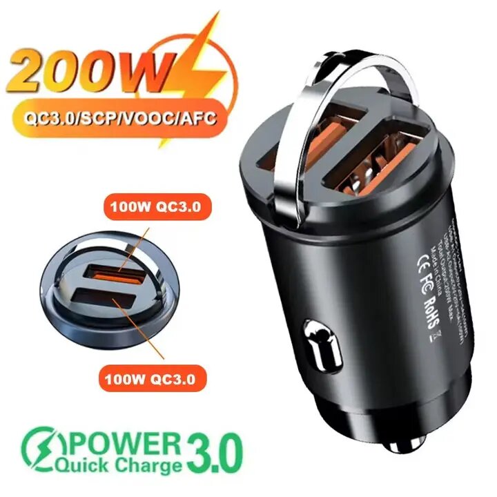 Автомобильное зарядное устройство для быстрой зарядки 100 Вт PD Портативное USB для iPhone QC3.0 USB Type C Автомобильное зарядное устройство для телефона Адаптер для Xiaomi Samsung Huawei C