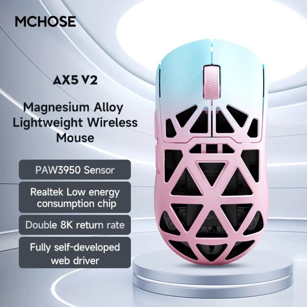 MCHOSE AX5 V2 Беспроводная Легкая Мышь Проводная Беспроводная Связь Bluetooth С Тремя Режимами Подключения PAW3950