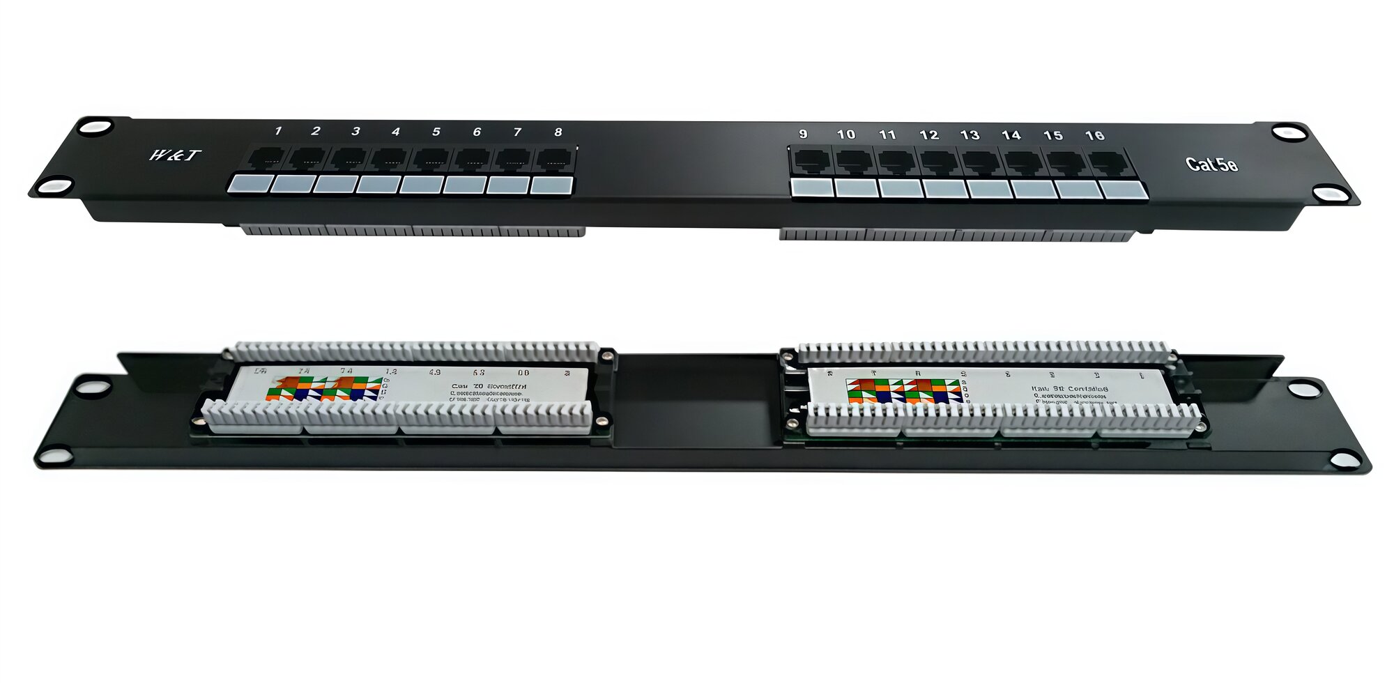 Патч-панель 19", 16 портов RJ-45, cat.5E, черный, WT-2064-16P