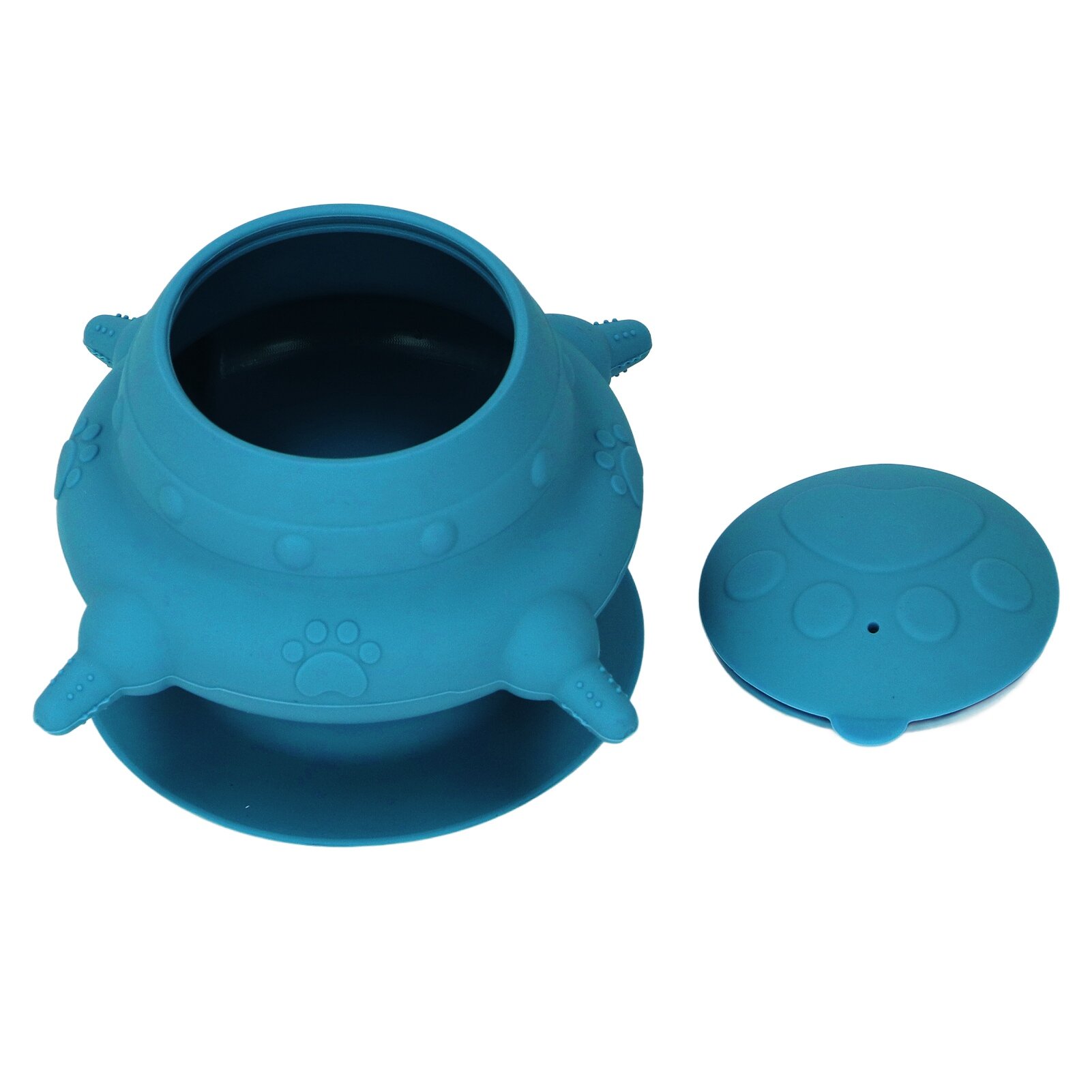 Темно-синяя силиконовая кормушка для щенков 4-портовая станция кормления котят для маленьких щенков
