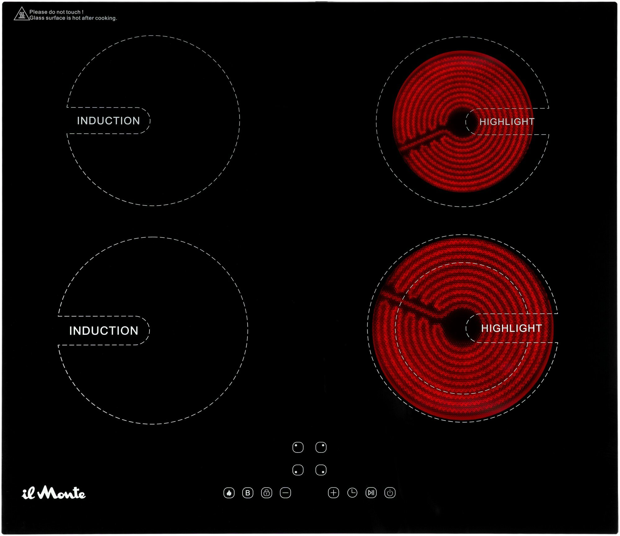 Встраиваемая варочная поверхность индукционная комбинированная il Monte BH-678-BIHGC