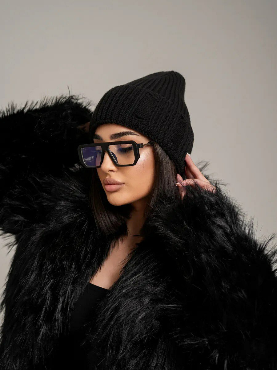 Шапка-бини для женщин, размер Универсальный, черный — фото 1