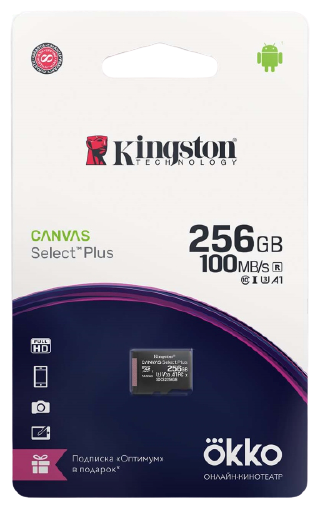 Карта памяти MicroSD Kingston 256GB Canvas Select Plus + промо Okko (SDCS2OK)