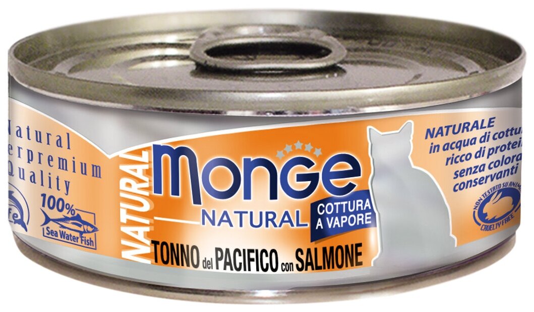 Monge Cat Natural консервы для кошек тихоокеанский тунец с лососем 80г - фотография № 10