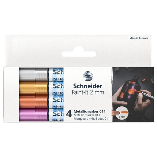 фото Набор маркеров для декорирования schneider paint-it 011 (2мм, 4 цвета, металлик) 4шт. (ml01111501)