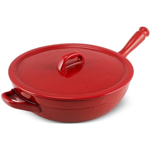 Сковорода глубокая Ceraflame Hammered с керамической крышкой с дополнительной ручкой 28 см, 2.5 л, красный