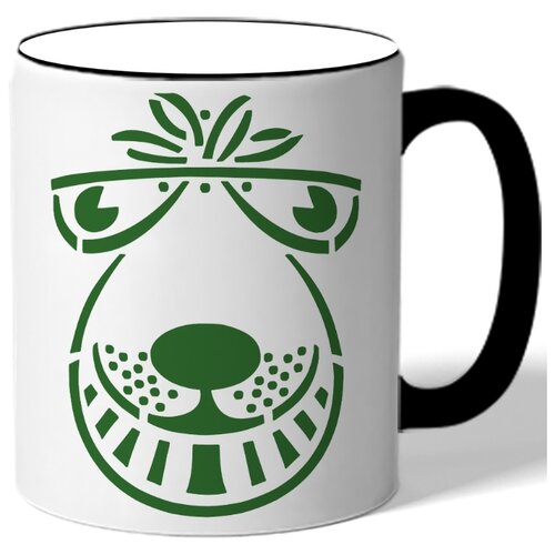 фото Кружка с цветной ручкой - морда собаки drabs