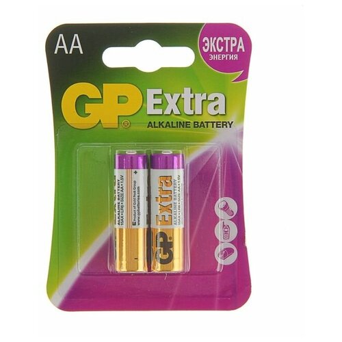 Батарейка алкалиновая GP Extra, AA, LR6-2BL, 1.5В, блистер, 2 шт. батарейка алкалиновая gp extra aa lr6 2bl 1 5в блистер 2 шт