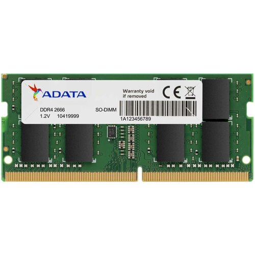 ADATA Модуль памяти ADATA 8GB DDR4 2666 SO-DIMM Premier AD4S26668G19-BGN CL19, 1.2V, Bulk оперативная память digma dgmas42666008d ddr4 8гб 2666мгц для ноутбуков so dimm ret