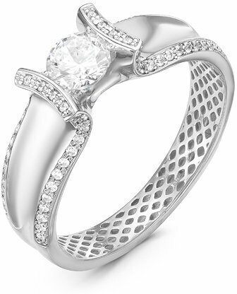Кольцо Diamant online, белое золото, 585 проба, фианит