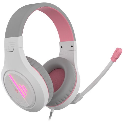 Игровые наушники проводные с микрофоном MeeTion, белый/розовый, 3.5 мм jack + USB, 20~20000 Гц, кабель 2.2 м {MT-HP021-WHPN}