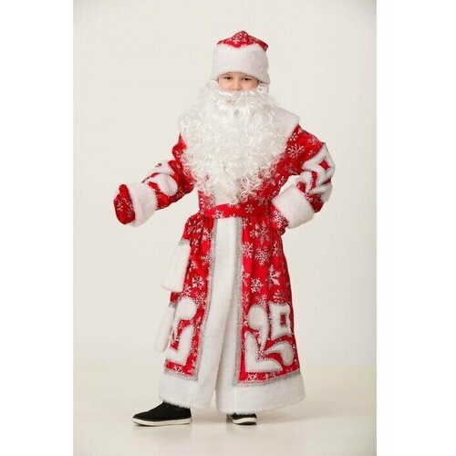 карнавальный костюм дед мороз пальто с узором шапка рукавицы р 32 рост 128 см Карнавальный костюм 'Дед Мороз', пальто с узором, шапка, рукавицы, р. 34, рост 134 см