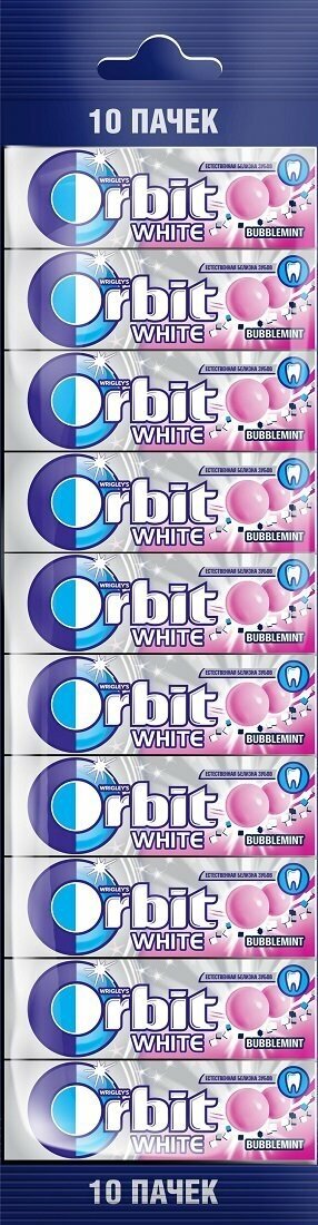 Жевательная резинка Orbit White Bubblemint, без сахара, 13.6 г, 10 шт. в уп.