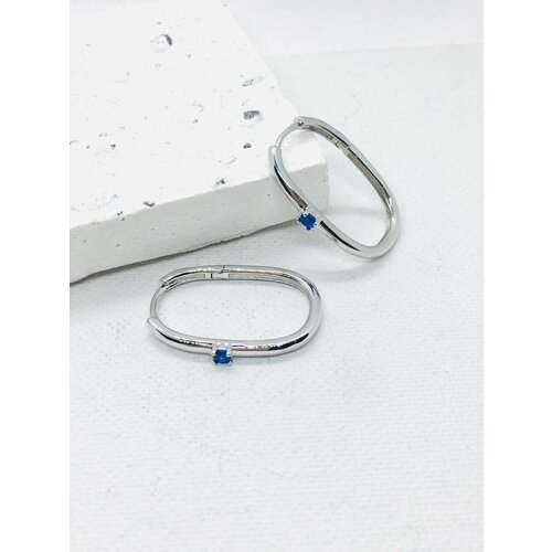 Серьги пусеты VERBA, циркон, размер/диаметр 30 мм, синий, серебряный lisa smith серебристые витые серьги овалы