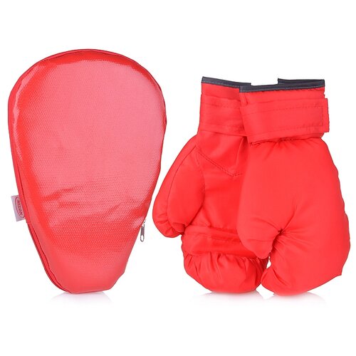 фото Набор для бокса belon лапа боксерская 27х18,5*4 см. с перчатками. красный+синий