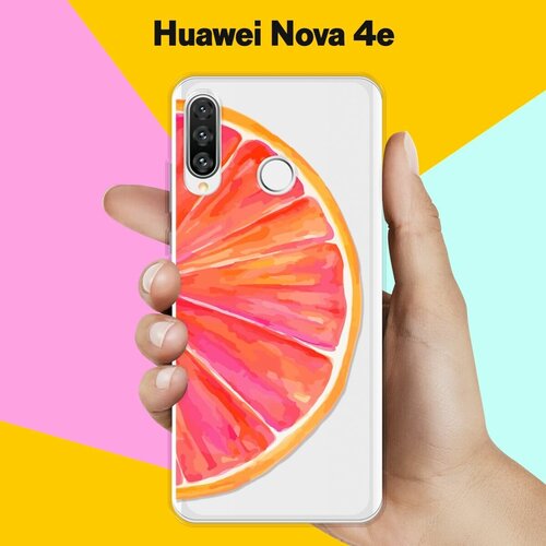 Силиконовый чехол Грейпфрут на Huawei Nova 4e силиконовый чехол волна на huawei nova 4e