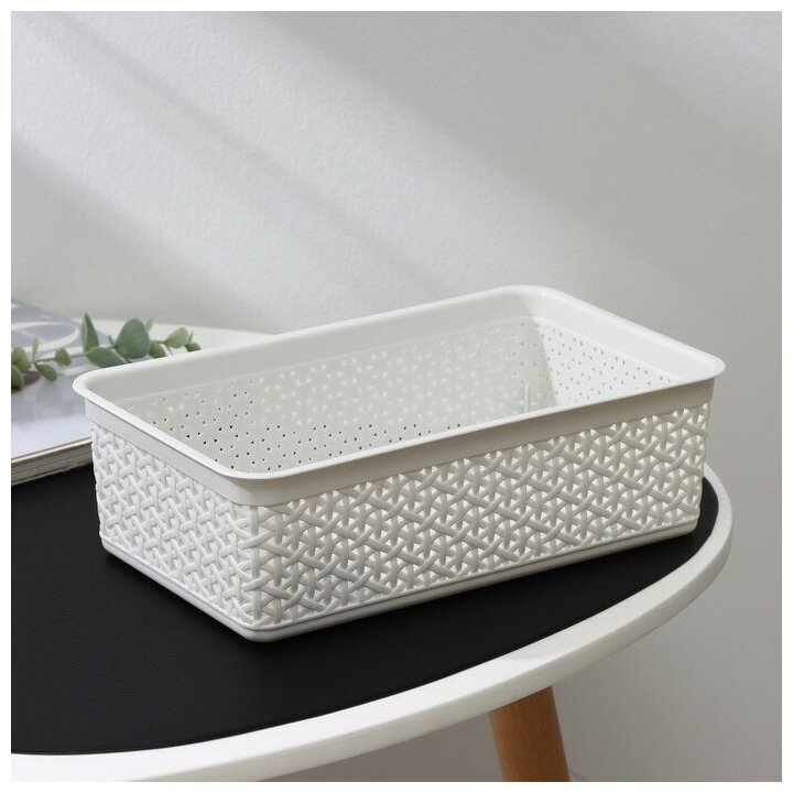 фото Idiland Корзинка универсальная Wenge, 2,25 л, 25,7×15,8×8 см, цвет светло-серый