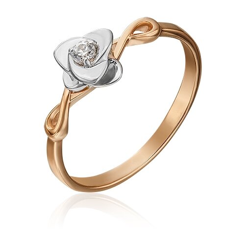 PLATINA jewelry Кольцо из комбинированного золота с Swarovski Zirconia 01-4618-00-501-1111-38, размер 15,5