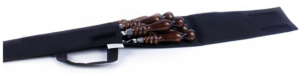 6 профессиональных шампуров с деревянной ручкой 12 мм - 50 см в чехле - фотография № 3