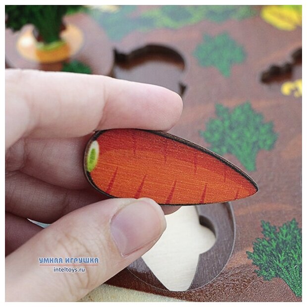 Игрушка из дерева Нескучные игры, Доска Овощи на грядке (3D Огород), 34 дет. - фото №11